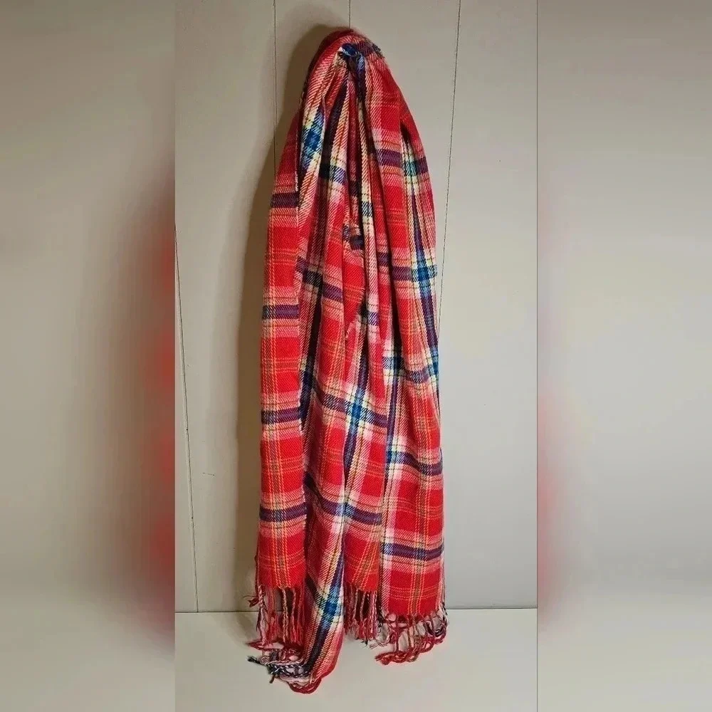 Hollister Red Plaid Blanket Scarf